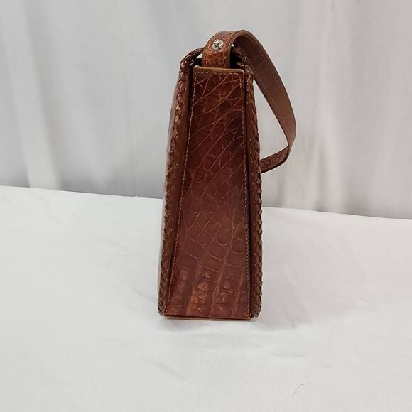 Vintage Genuine Alligator Leather Brown adjustable Shoulder Small Handbag - Picture 3 of 13